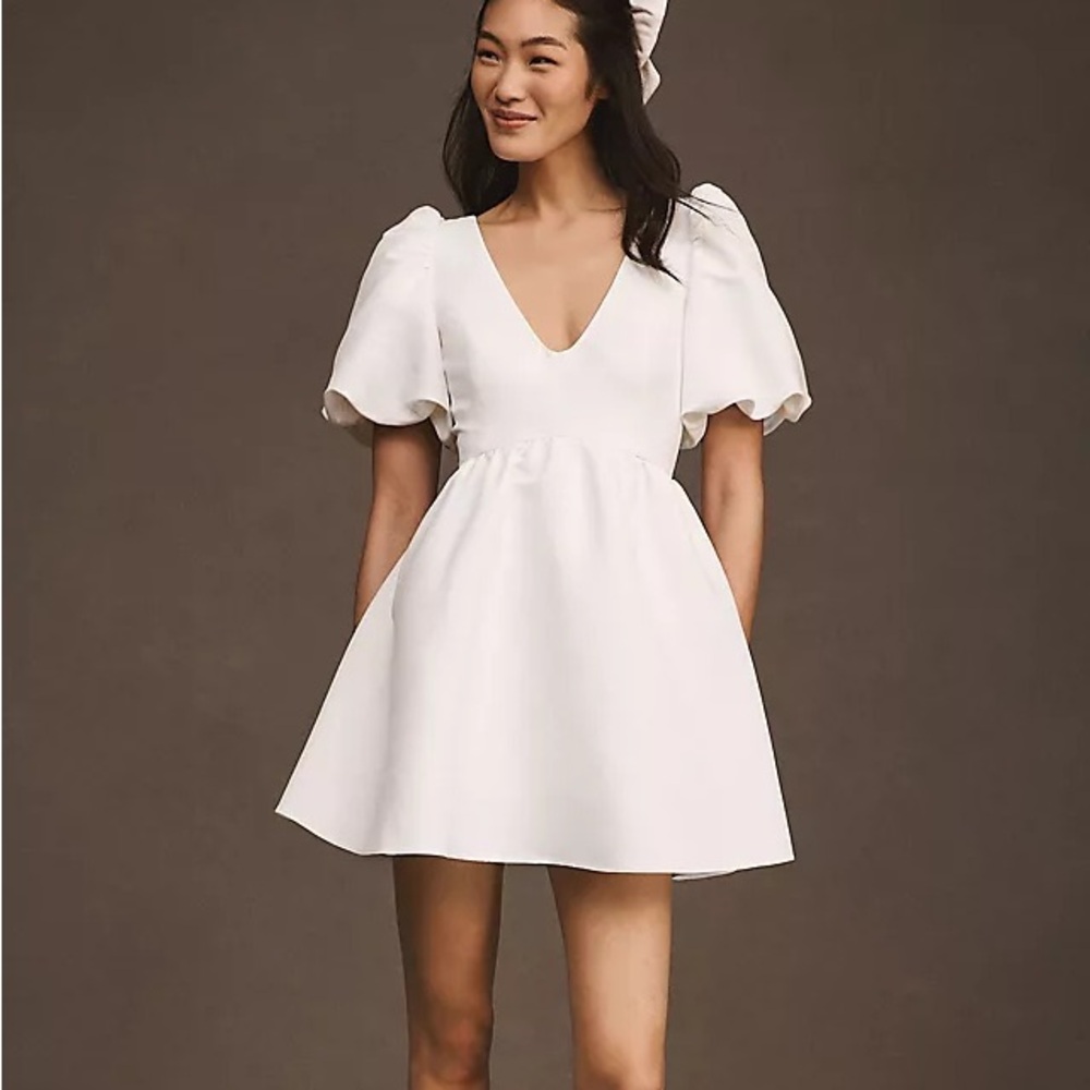 Anthropologie sachin & Babi Beverly puff sleeve v neck mini dress